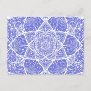 Carte Postale Mandala bleu et blanc - Loergann en Bluebell