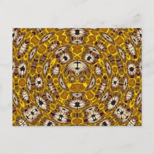 Carte Postale Mandala Bohème à Motif Floral Doré