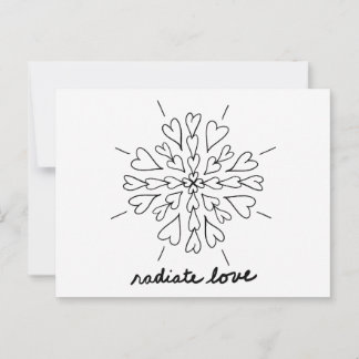 Carte Postale Mandala cœur amour noir blanc rayonner
