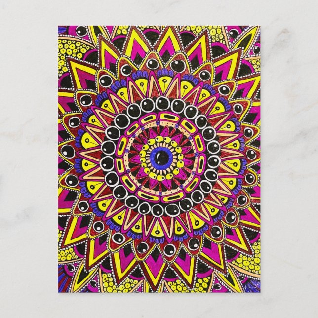 Carte postale mandala crayon de couleur violet jau (Devant)