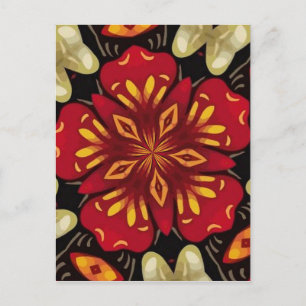 Carte Postale Mandala de fleurs tropicales et papillons