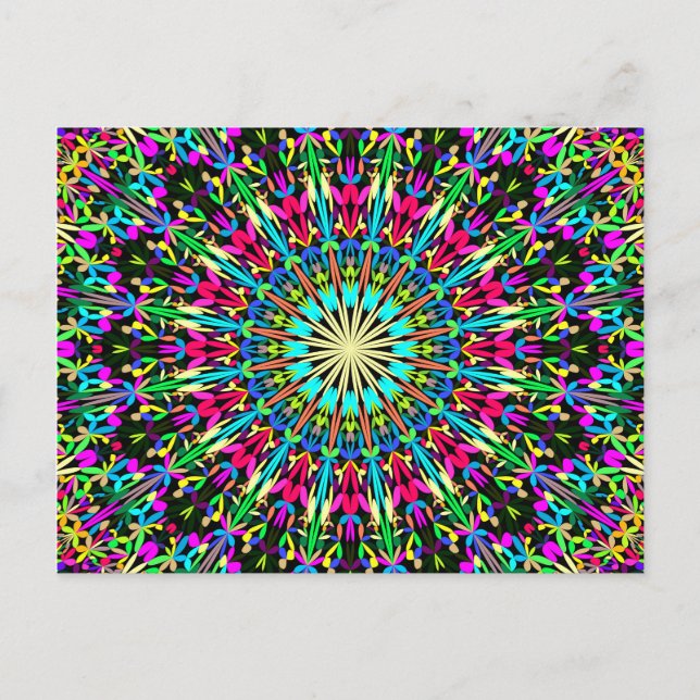Carte Postale Mandala de kaléidoscope floral coloré (Devant)