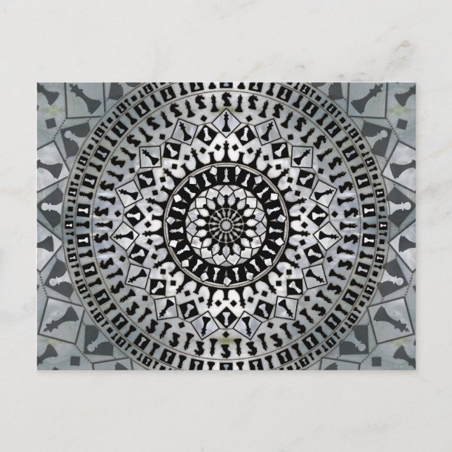 Carte Postale Mandala de pièces d'échecs (Devant)