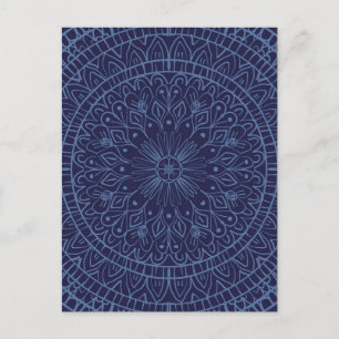 Carte Postale Mandala design en bleu profond