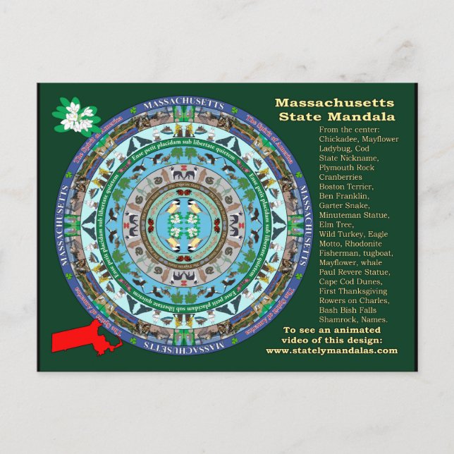 Carte postale Mandala du Massachusetts (Devant)