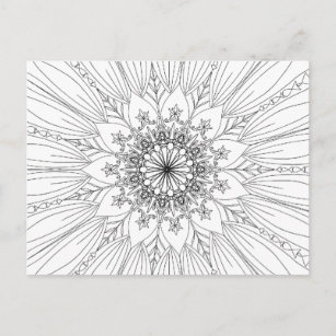 Carte Postale Mandala fleur coloriage motif floral