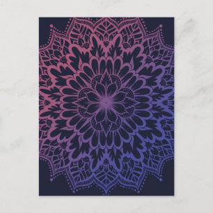 Carte Postale Mandala floral de fleurs de yoga