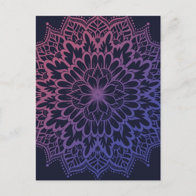 Carte Postale Mandala floral de fleurs de yoga (Devant)
