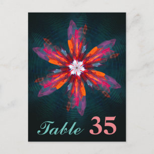 Carte Postale Mandala floral Fleurs Orange Rouge Bleu Abstrait