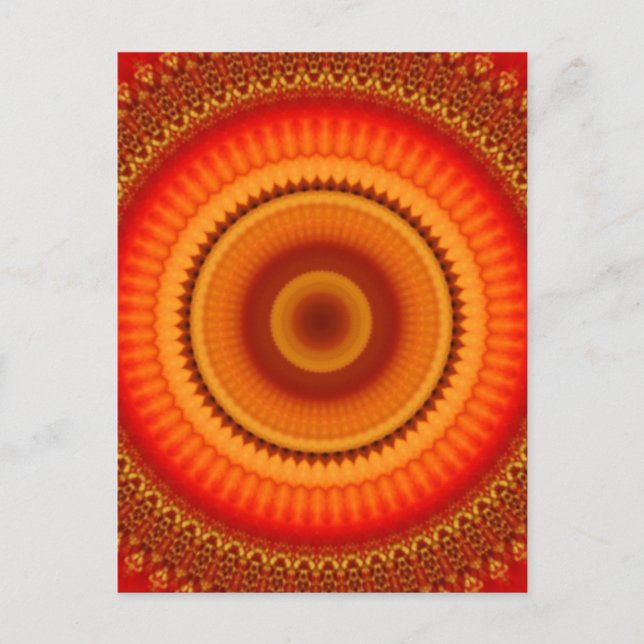 Carte Postale Mandala floral orange et jaune (Devant)