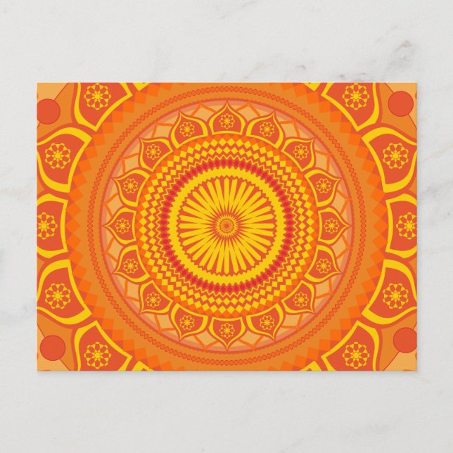 Carte Postale mandala indien orange (Devant)