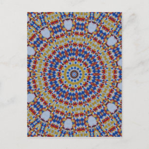 Carte Postale Mandala jaune bleu