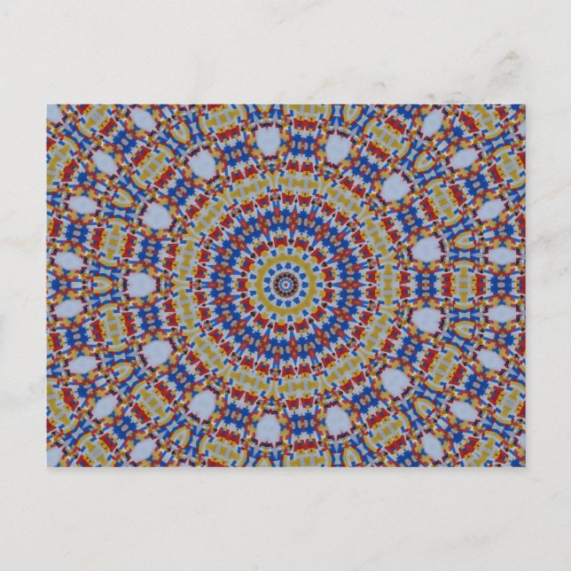 Carte Postale Mandala jaune bleu (Devant)