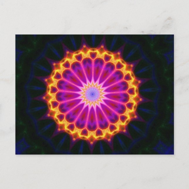 Carte postale Mandala - Jaune et rose (Devant)