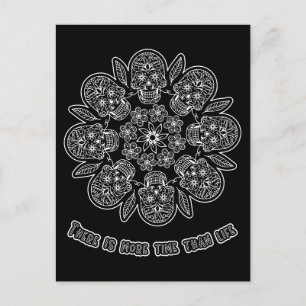 Carte Postale Mandala Jour des Morts Fond Noir Coloriage