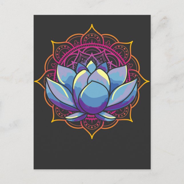 Carte Postale Mandala Lotus Art Spirituel (Devant)