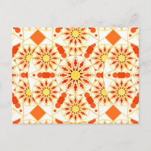 Carte Postale Mandala motif, rouge brique, rouille, or