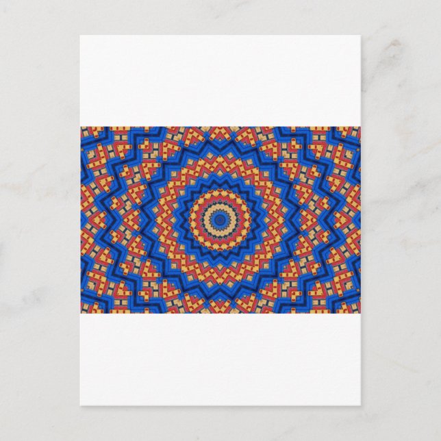 Carte Postale Mandala orange bleu (Devant)