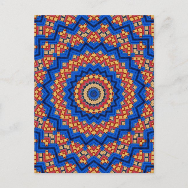 Carte Postale Mandala orange bleu (Devant)