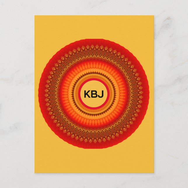 Carte Postale Mandala orange et jaune (Devant)