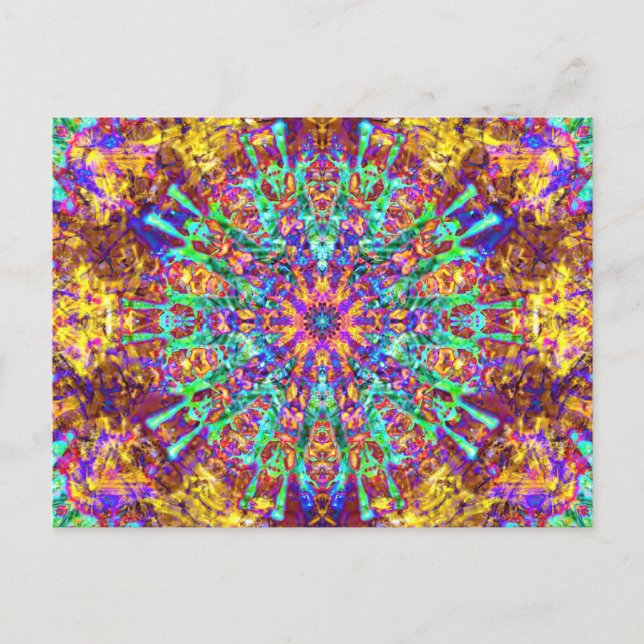 Carte Postale Mandala Psychedelique Hippie Trip Color Splash (Devant)