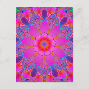 Carte Postale Mandala psychédélique rose et violet