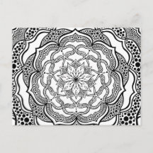 Mandala psychédélique tripant noir et blanc Hippie