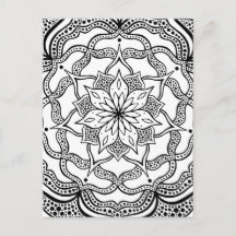 Mandala trippy psychédélique hippie noir et blanc