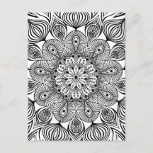 Mandala trippy psychédélique hippie noir et blanc