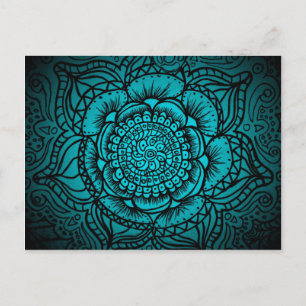 Carte postale Mandala turquoise