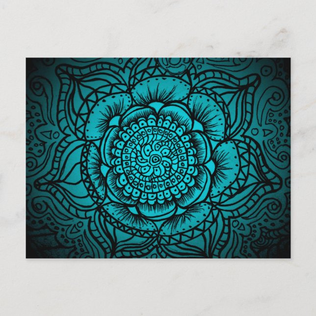 Carte postale Mandala turquoise (Devant)