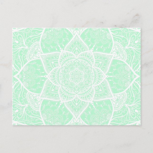 Carte Postale Mandala vert et blanc - Loergann à Jade (Devant)