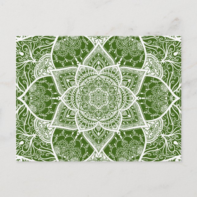 Carte Postale Mandala vert et blanc - Loergann en marais (Devant)