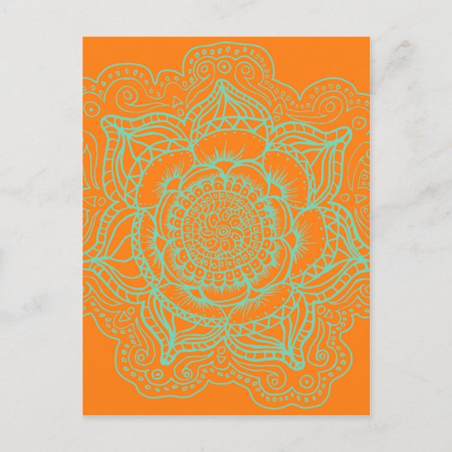 Carte Postale Mandala vert orange (Devant)
