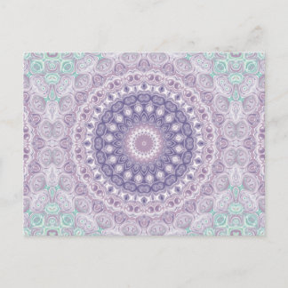 Carte Postale Mandala violet en Lavande et vert de mer