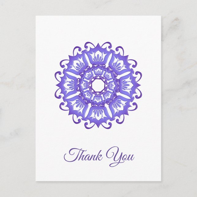 Carte Postale Mandala violet floral. (Devant)
