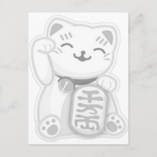 Carte Postale maneki neko grey