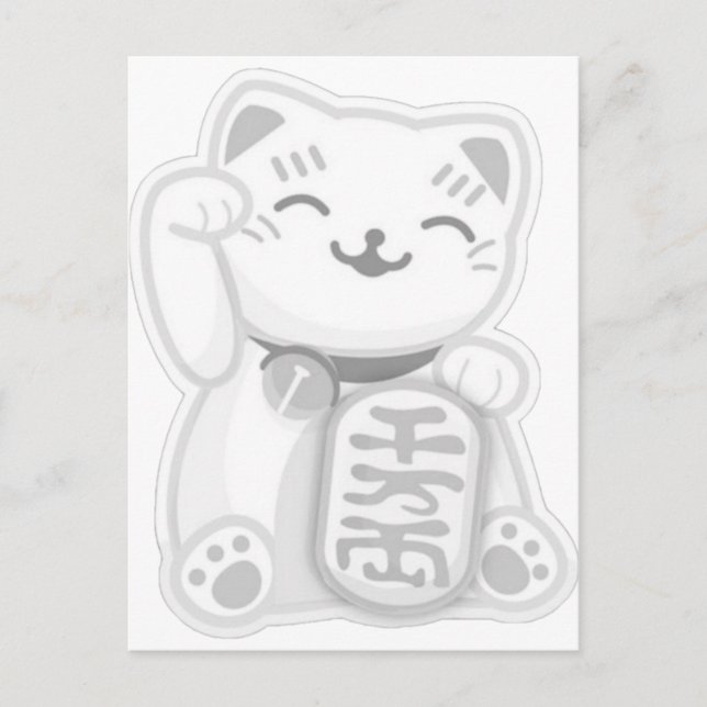 Carte Postale maneki neko grey (Devant)