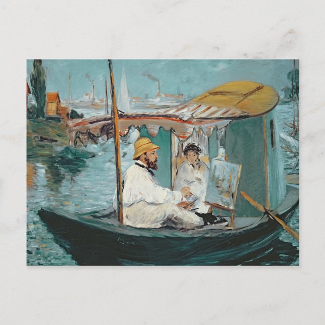 Carte Postale Manet | Monet dans son studio flottant, 1874 (Devant)