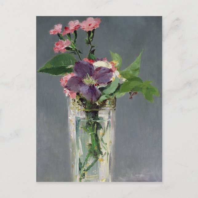 Carte Postale Manet | Pink and Clematis in a Crystal Vase, 1882 (Devant)