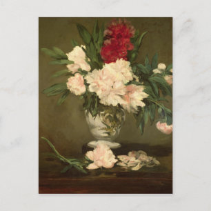 Carte Postale Manet Vase de pivoines sur un petit piédestal, 1