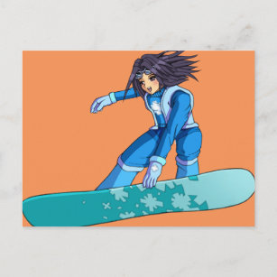 Carte Postale Manga Snowboarder Girl