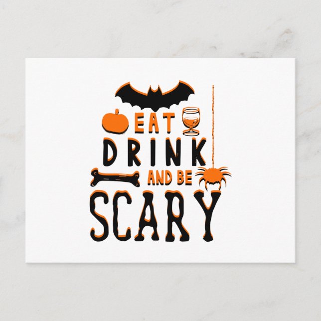 Carte Postale manger boire et être effrayant halloween (Devant)