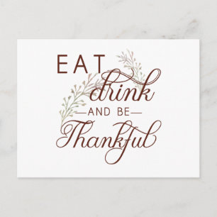 Carte Postale manger boire et être reconnaissant