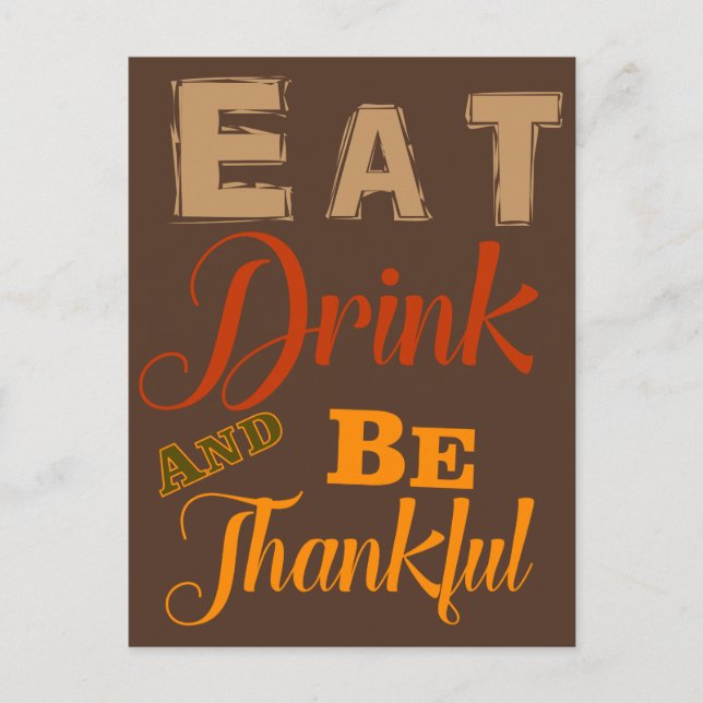 Carte Postale manger boire être reconnaissant action de grâce au (Devant)