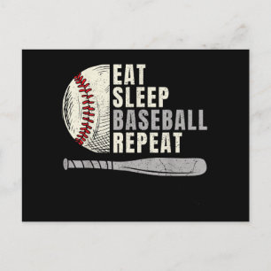 Carte Postale Manger Dormir Baseball Répéter Drôle Joueur de Bas