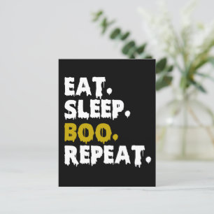 Carte Postale Manger Dormir Bouh Répéter - Drôle Halloween 2022