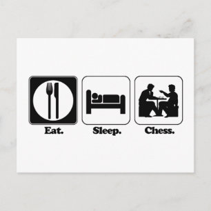 Carte Postale manger dormir échecs