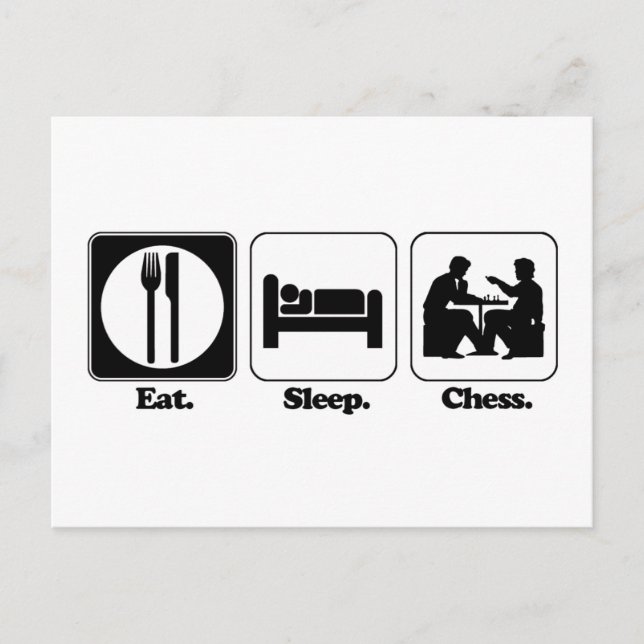 Carte Postale manger dormir échecs (Devant)