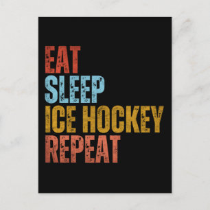 CARTE POSTALE MANGER DORMIR HOCKEY SUR GLACE RÉPÉTER
